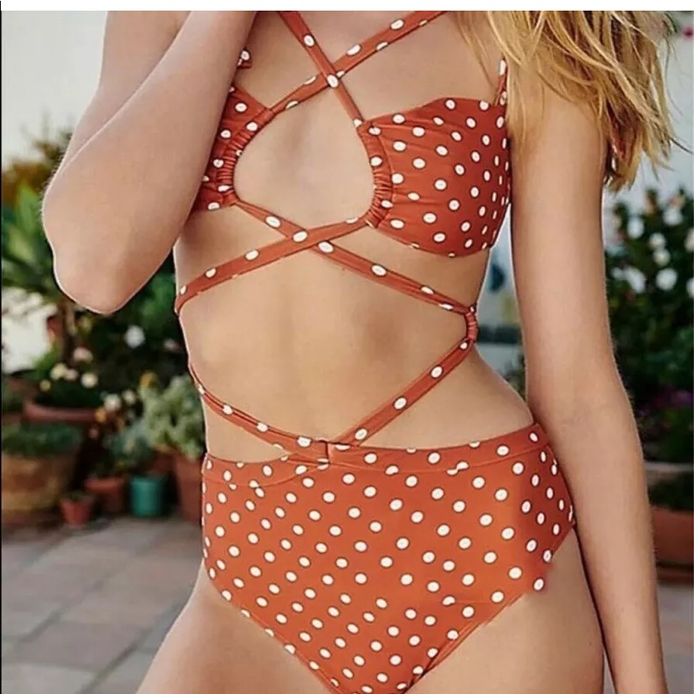 Brand new!For love&lemons orange 🍊 dots swim suit - Picture 3 of 5